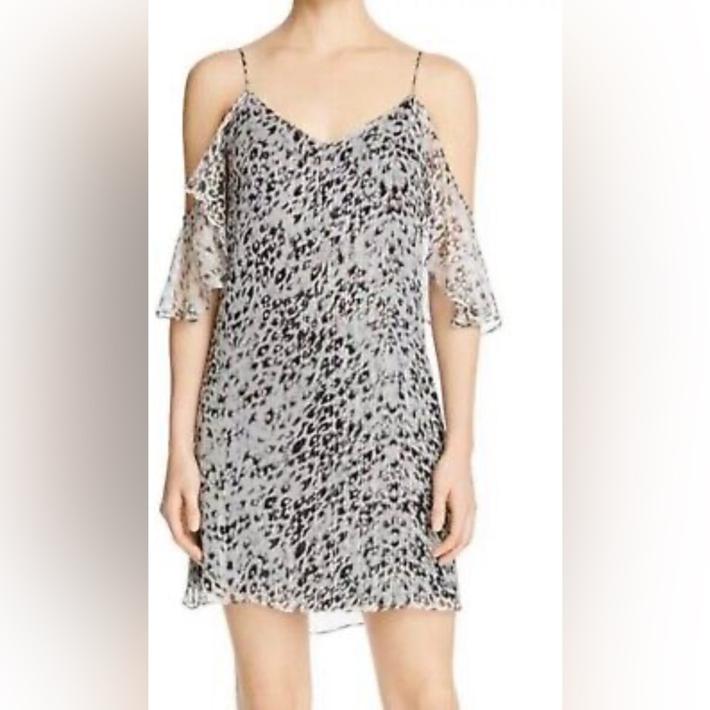 ELLA MOSS Women’s Silk Leopard ‘Carlotta’ Off Shoulder Mini Dress XS NWT